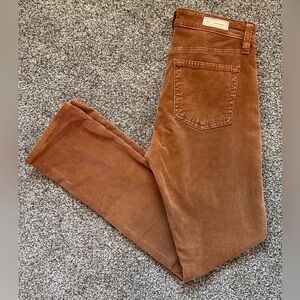 AG Adriano Goldschmied Mari Women’s High Rise Straight-Leg Corduroy Rust Brown